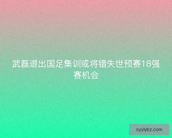 武磊退出国足集训或将错失世预赛18强赛机会